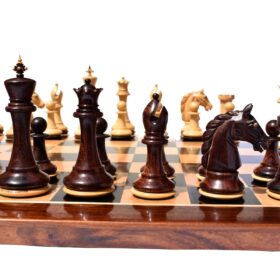 The Barbarian Knight Chess set Boxwood & Rosewood 4.4" King with 2.25" square chess board-8163