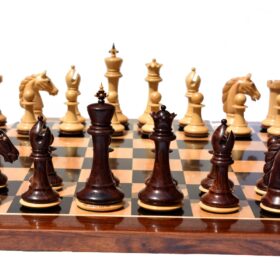 The Barbarian Knight Chess set Boxwood & Rosewood 4.4" King with 2.25" square chess board-8157