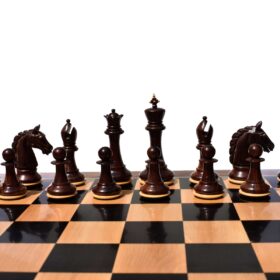 The Barbarian Knight Chess set Boxwood & Rosewood 4.4" King with 2.25" square chess board-8166