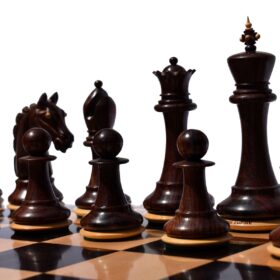 The Barbarian Knight Chess set Boxwood & Rosewood 4.4" King with 2.25" square chess board-0