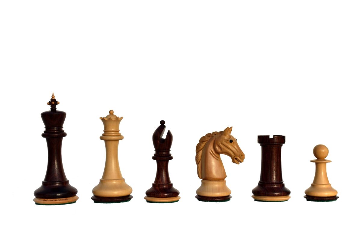 The Barbarian Knight Chess set Boxwood & Rosewood 4.4" King with 2.25" square chess board-8170