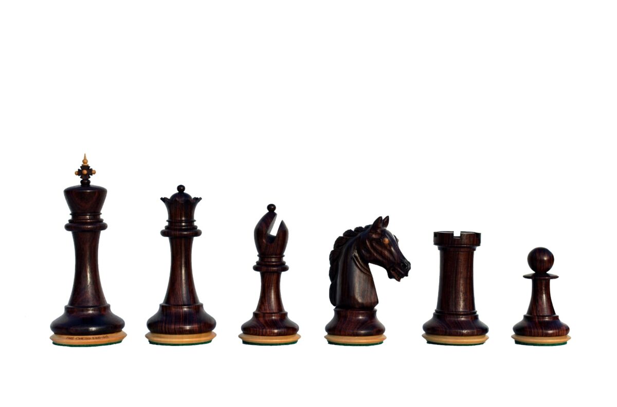 The Barbarian Knight Chess set Boxwood & Rosewood 4.4" King with 2.25" square chess board-8171