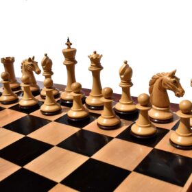 The Barbarian Knight Chess set Boxwood & Rosewood 4.4" King with 2.25" square chess board-8165