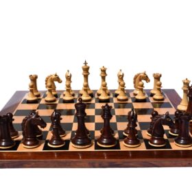 The Barbarian Knight Chess set Boxwood & Rosewood 4.4" King with 2.25" square chess board-8158