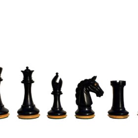 The Barbarian Knight Chess set Boxwood & Ebony 4.4" King with 2.25" square chess board-8191