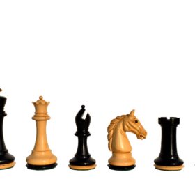 The Barbarian Knight Chess set Boxwood & Ebony 4.4" King with 2.25" square chess board-8189