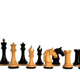 The Barbarian Knight Chess set Boxwood & Ebony 4.4" King with 2.25" square chess board-8188