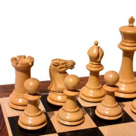 Jaques Morphy Staunton Chess set reproduction Boxwood & Ebony 4.4" King with 2.25" square chess board-8077