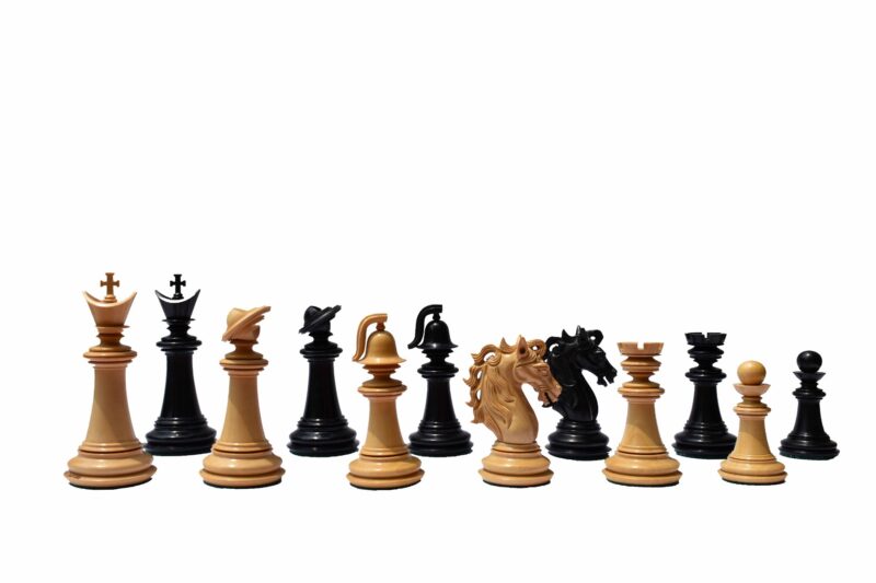 Limited Edition The Legendary Akhal-Teke Stallion chess pieces Boxwood & Ebony 4.5" King -0