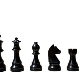 The Champion Series Chess Set Boxwood & Ebonized 3.75" King with 1.75" square chess board and Storage Case-8341