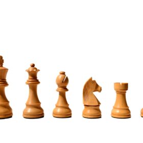 The Champion Series Chess Set Boxwood & Ebonized 3.75" King with 1.75" square chess board and Storage Case-8340