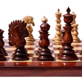 Designer Kings Castle Series Chess set Boxwood & Padauk 4.4" King with 2" Square Chess Board-8232