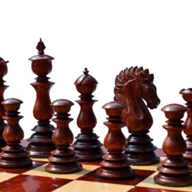 Designer Kings Castle Series Chess set Boxwood & Padauk 4.4" King with 2" Square Chess Board-8234