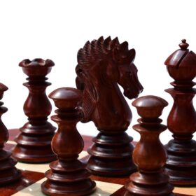 Designer Kings Castle Series Chess set Boxwood & Padauk 4.4" King with 2" Square Chess Board-8235