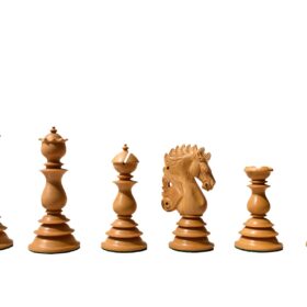 Designer Kings Castle Series Chess set Boxwood & Padauk 4.4" King with 2" Square Chess Board-8236