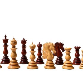 Designer Kings Castle Series Chess set Boxwood & Padauk 4.4" King with 2" Square Chess Board-8239