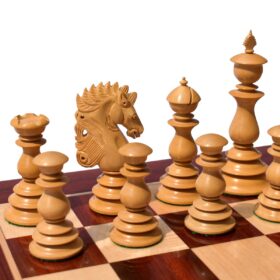 Designer Kings Castle Series Chess set Boxwood & Padauk 4.4" King with 2" Square Chess Board-8231