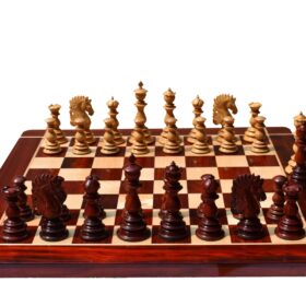 Designer Kings Castle Series Chess set Boxwood & Padauk 4.4" King with 2" Square Chess Board-8225