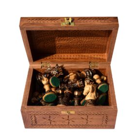 Designer chess pieces luxury storage Box Sheesham wood for 3.5" to 4.25" chess pieces-8345