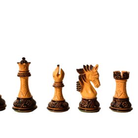 Designer Staunton luxury high glossy finish chess set Burnt Boxwood 4" King with 2" square chess board-8377