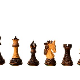 Designer Staunton luxury high glossy finish chess set Burnt Boxwood 4" King with 2" square chess board-8375