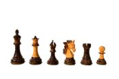 Designer Staunton high glossy finish chess pieces Burnt Boxwood 4" King-0