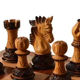 Designer Staunton high glossy finish chess pieces Burnt Boxwood 4" King-8383