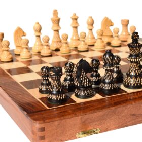 Artistic Champion Series chess set Boxwood & Ebonized 3.75" King with 18" Chess Board-0