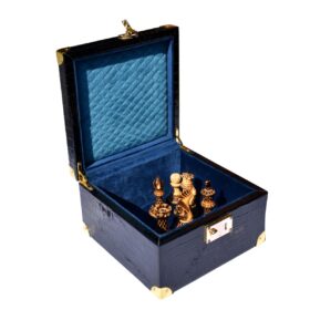 Crocodile black leatherette chess pieces storage box for 3.75" King to 4.5" King -0