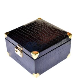 Crocodile black leatherette chess pieces storage box for 3.75" King to 4.5" King -8475