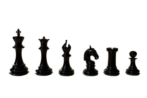 The sheffield Series chess Pieces Silver & Black Boxwood Lacquered 4.4" King -8403