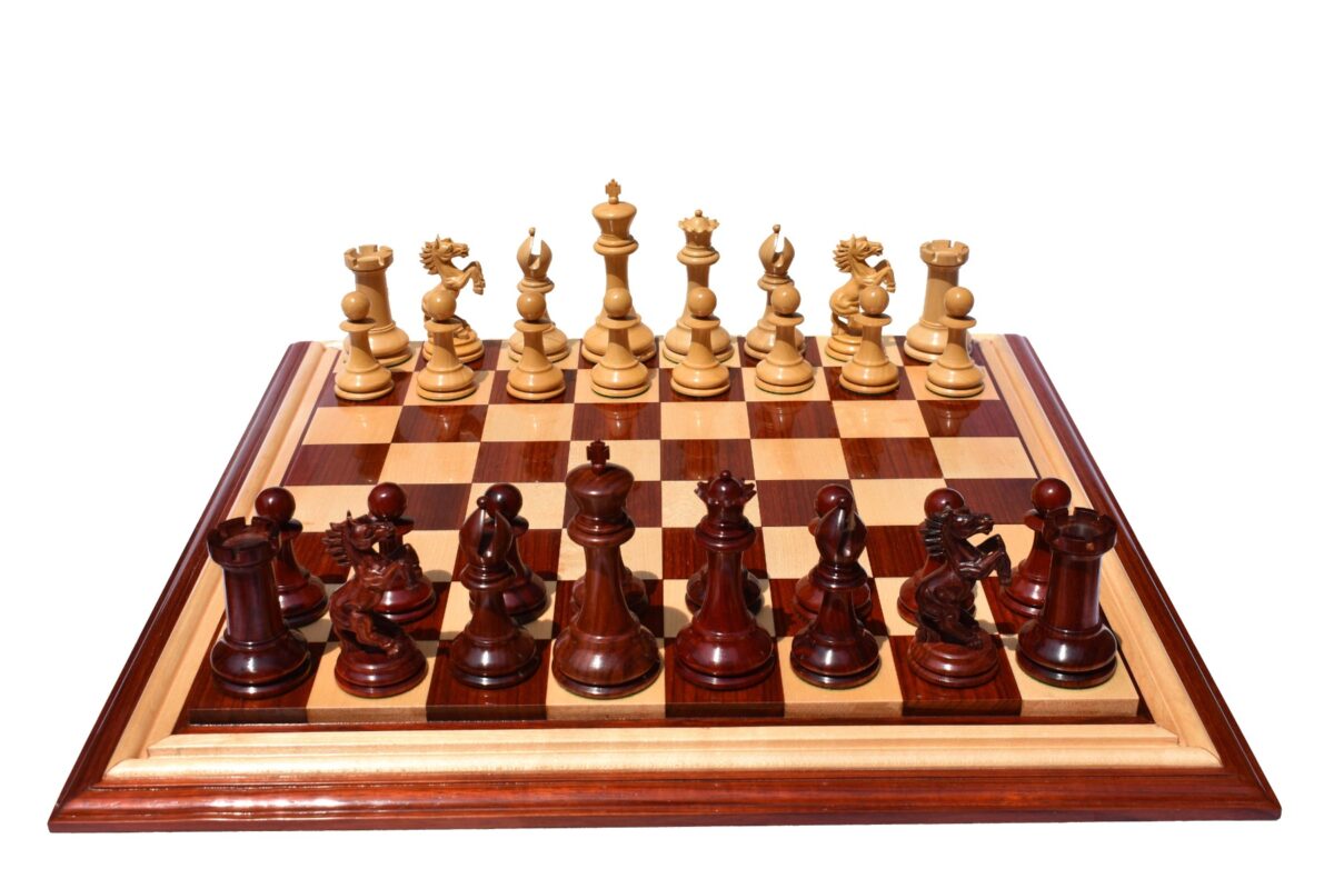 Special Edition Kohinoor Series Chess Set Boxwood & Padauk 5" King with 2.5" Square Chess Board-8528