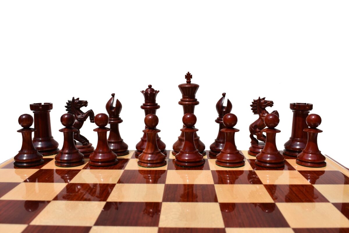 Special Edition Kohinoor Series Chess Set Boxwood & Padauk 5" King with 2.5" Square Chess Board-8539