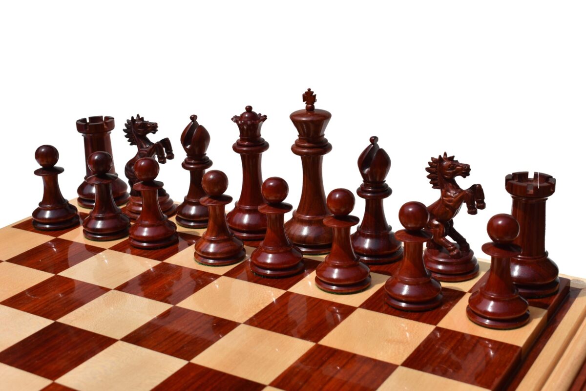 Special Edition Kohinoor Series Chess Set Boxwood & Padauk 5" King with 2.5" Square Chess Board-8540