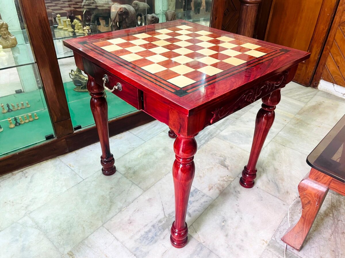 The Maharajah Chess Table African Padauk & Canadian Maple wood 2.5" Square-8634