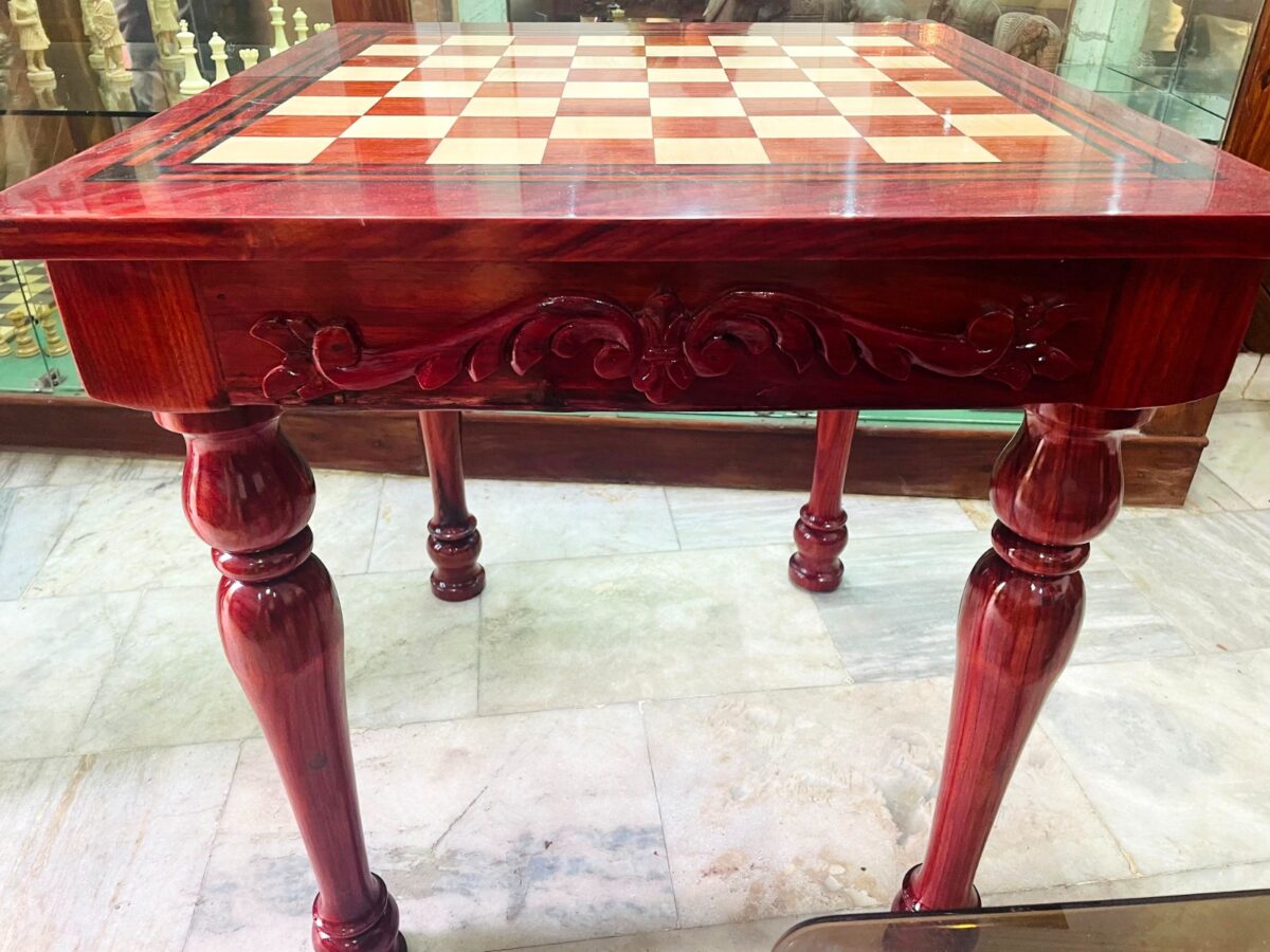 The Maharajah Chess Table African Padauk & Canadian Maple wood 2.5" Square-8638