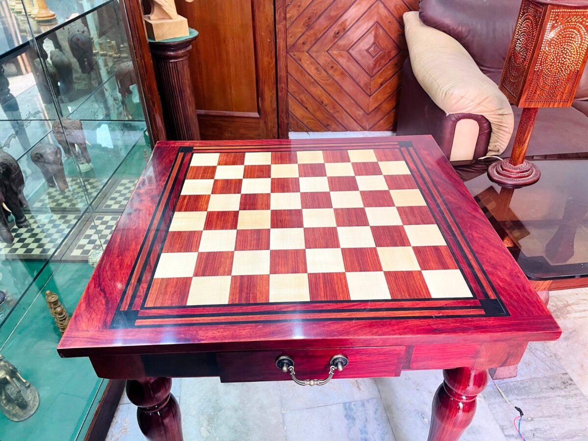 The Maharajah Chess Table African Padauk & Canadian Maple wood 2.5" Square-8636