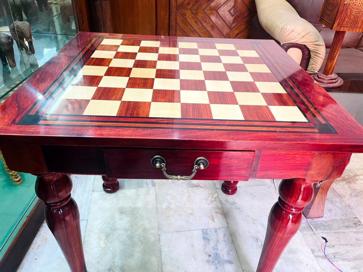 The Maharajah Chess Table African Padauk & Canadian Maple wood 2.5" Square-8637