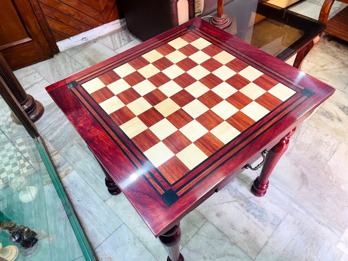 The Maharajah Chess Table African Padauk & Canadian Maple wood 2.5" Square-0