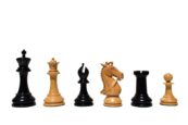 The Supreme Stallion Chess Pieces Satin Finish Boxwood & Black Lacquered 5" King-0