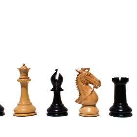 The Supreme Stallion Chess Pieces Satin Finish Boxwood & Black Lacquered 5" King-0