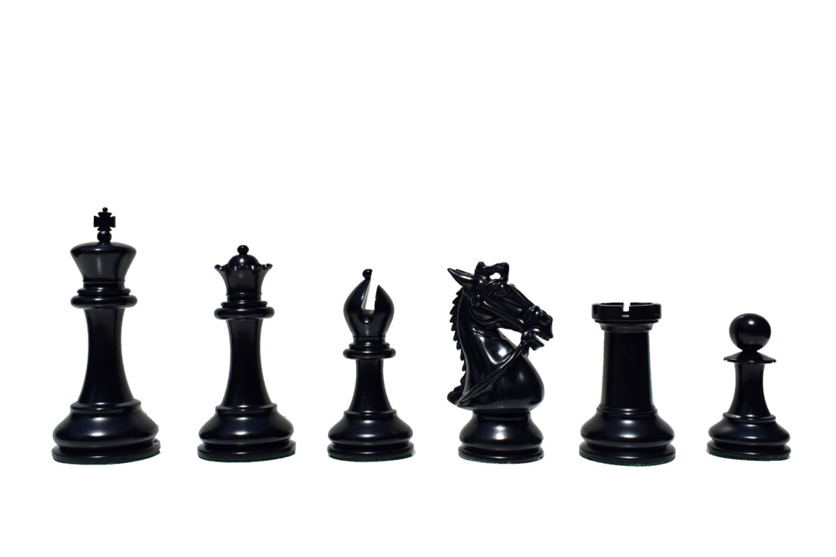 The Supreme Stallion Chess Pieces Satin Finish Boxwood & Black Lacquered 5" King-8608