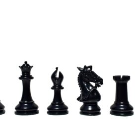 The Supreme Stallion Chess Pieces Satin Finish Boxwood & Black Lacquered 5" King-8608