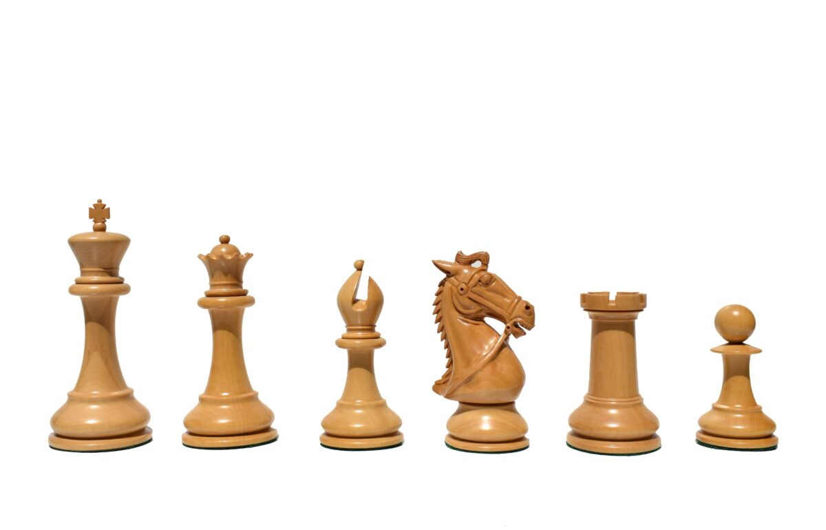 The Supreme Stallion Chess Pieces Satin Finish Boxwood & Black Lacquered 5" King-8607