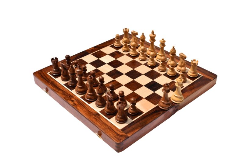 Classic Series chess set Boxwood & Sheesham 3.5" King-0