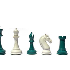 Queens Gambit Series II chess set White & Green Lacquer Boxwood 4" King-8750