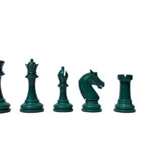 Queens Gambit Series II chess set White & Green Lacquer Boxwood 4" King-8751