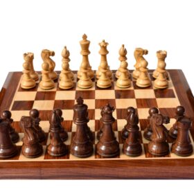 Classic Series chess set Boxwood & sheesham 5" King with 2.25" Square Beveled chess board-0