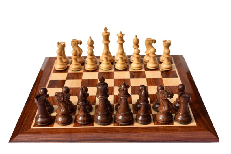 Classic Series chess set Boxwood & sheesham 5" King with 2.25" Square Beveled chess board-0