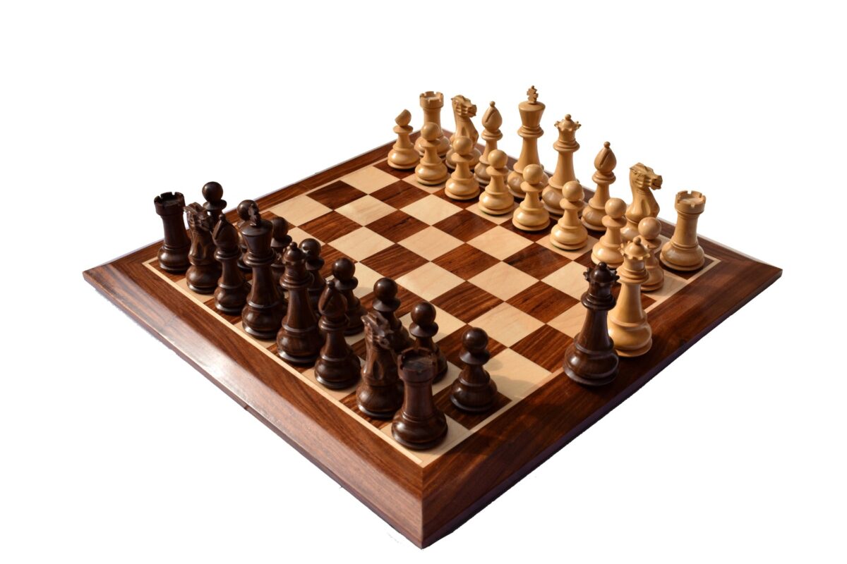 Classic Series chess set Boxwood & sheesham 5" King with 2.25" Square Beveled chess board-8831